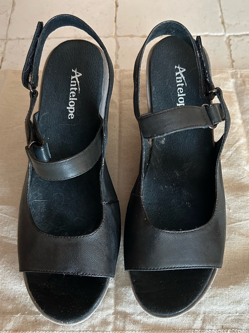 Antelope Black Women's Slingback Sandals with Adjustable Strap